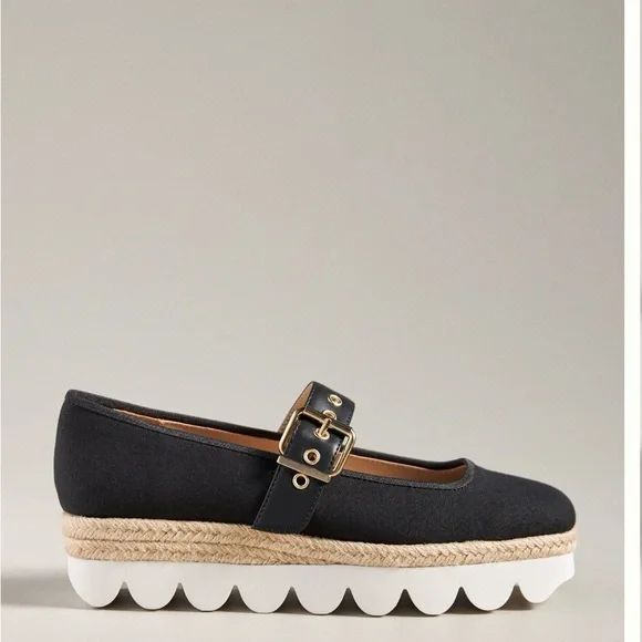 Anthropologie Black Platform Shoes with White Soles - Picture 2 of 4